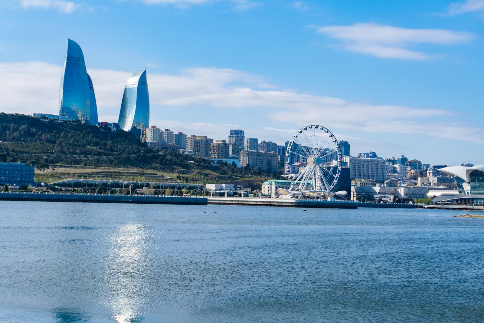 Baku, azerbaijan skyline with the flame towers